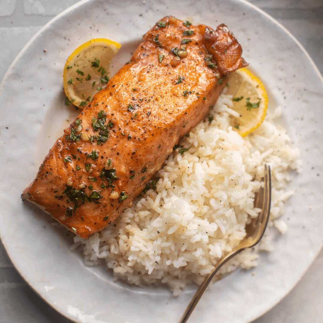 STICKY GARLIC BUTTER SALMON - Fresh Catch Fish Co.