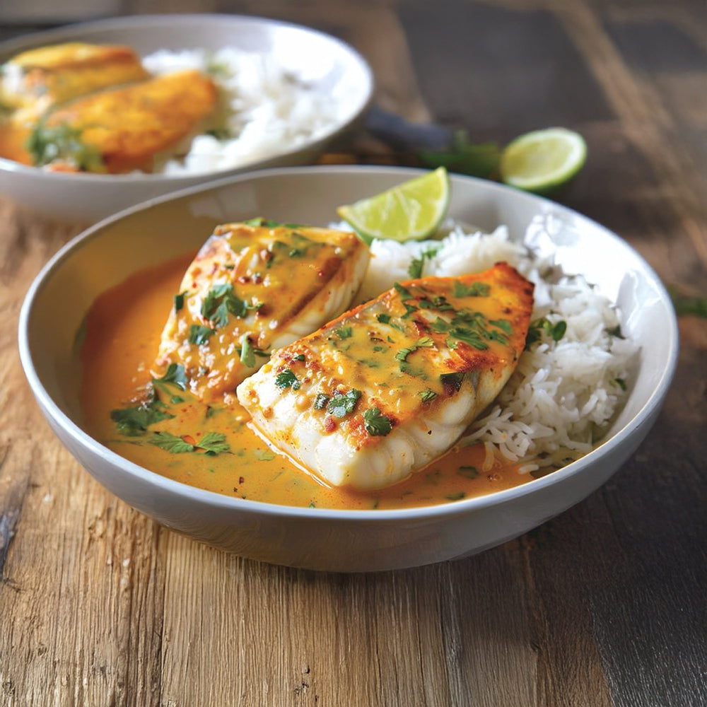 Image of Scamp grouper with spicy coconut-ginger sauce