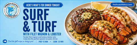 Classic Surf & Turf: Garlic Butter Lobster Tail with Filet Mignon