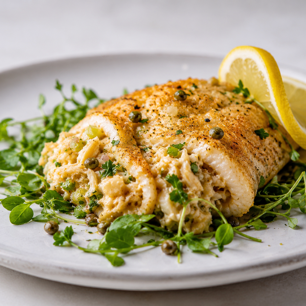 Flounder Stuffed with Crabmeat